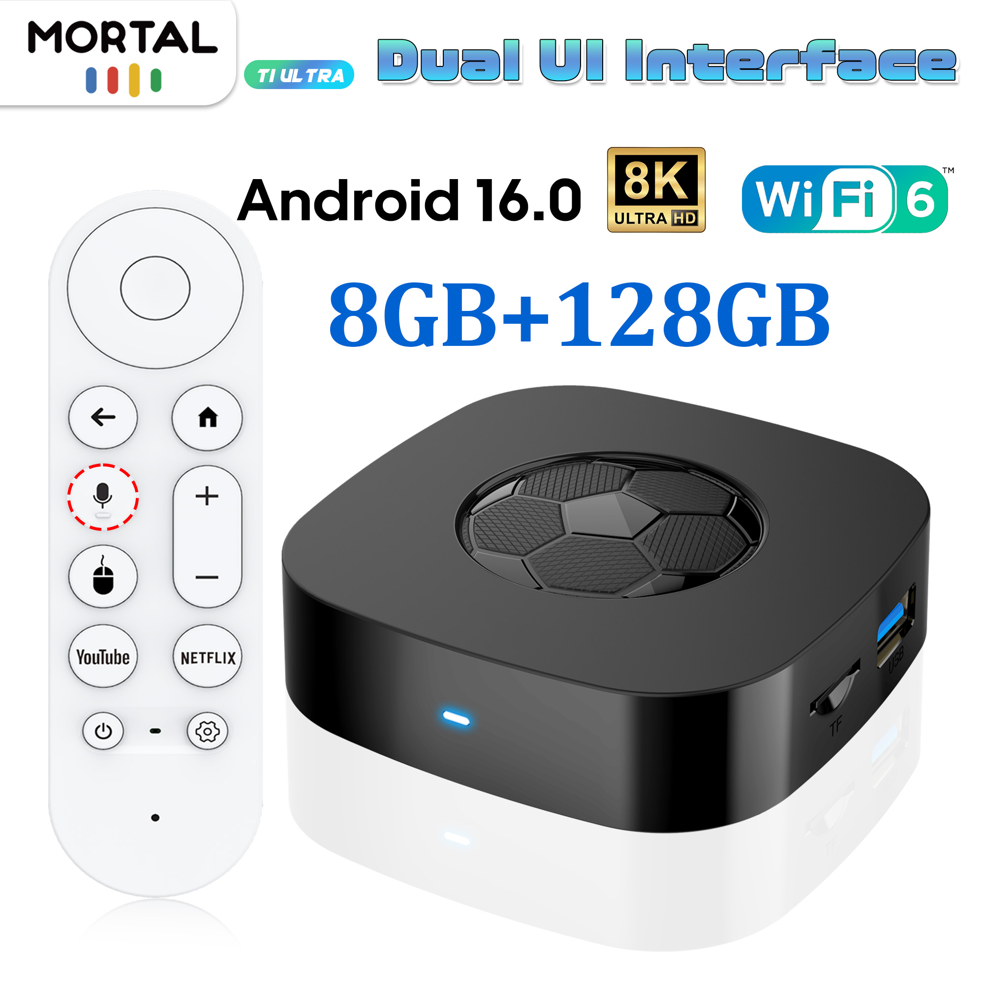 Radxa Rock 5B 16Gb - 2026年新型8KウルトラHDスマートTVボックス、Wi-Fi 6とAndroid 16対応、NetflixとYouTubeがスムーズに動作、音声操作リモコンT1 Ultra